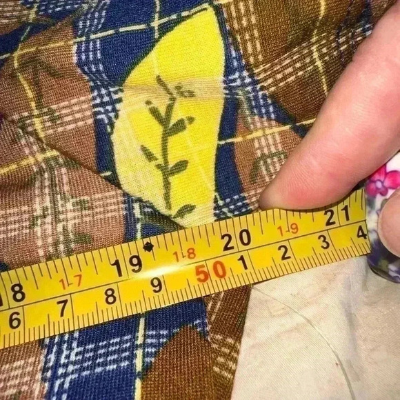 Lularoe medium brown& navy plaid Carly swing‎ dress:NWT . Leaf pattern over top - Picture 6 of 8